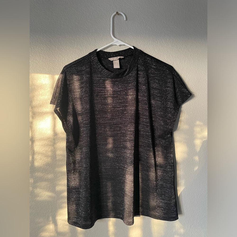 H&M Sparkly Silver Top Size L